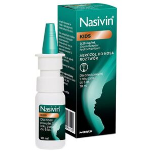 Nasivin Kids 0,025 % 0,25 mg/ ml, aerozol do nosa, dla dzieci od 1 do 6 lat, 10 ml