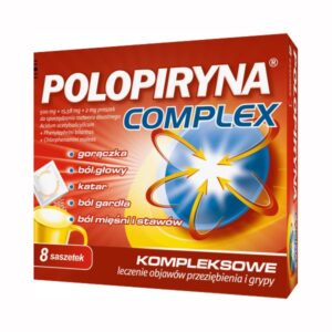 Polopiryna Complex 500 mg + 15,58 mg + 2mg, 8 saszetek na bol przeziebienie