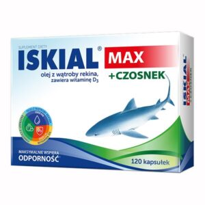 Iskial Max, olej z watroby rekina  + czosnek, 120 kapsulek