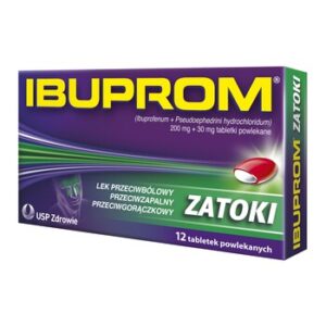 Ibuprom Zatoki, 200 mg + 30 mg, tabletki powlekane, 12 szt. przeciwbolowy