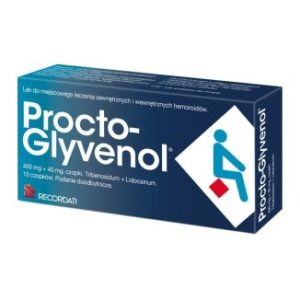 Procto-Glyvenol 400 mg + 40 mg, czopki, 10 sztuk hemoroidy