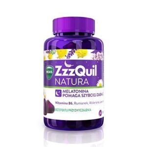Zzzquil Natura żelki 60 szt. Melatonina rumianek waleriana lawenda na sen