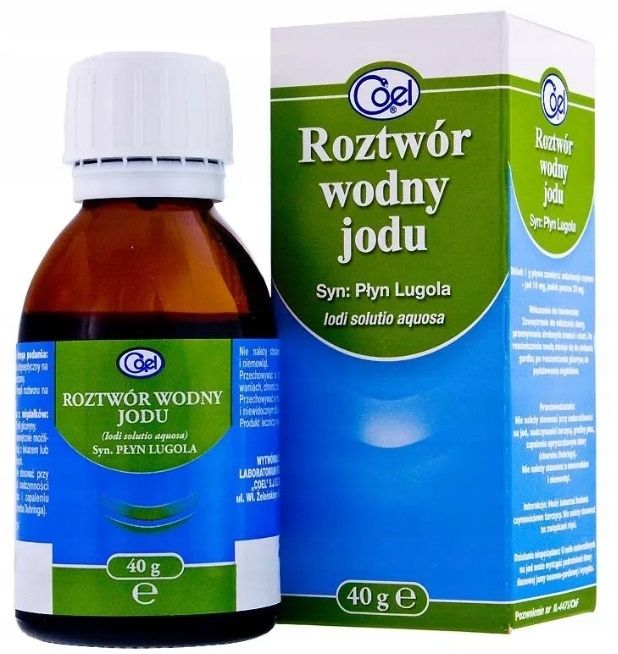 Wodny roztwor jodu plyn Lugola 10 mg + 20 mg, 40 g jodyna