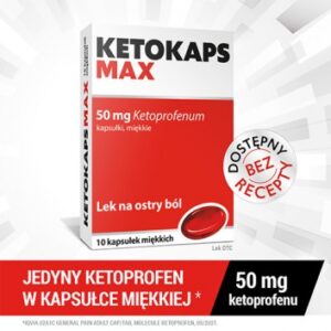 Ketokaps Max 50 mg - 10 kaps przeciwbolowy zamiennik ketonal