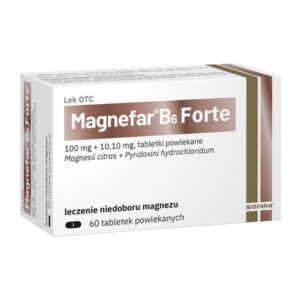 MAGNEFAR B6 FORTE TABLETKI POWLEKANE 60 SZT. Magnez