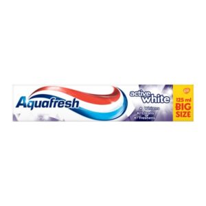 AQUAFRESH ACTIVE WHITE, WYBIELEJĄCA PASTA DO ZEBOW PRZECIW PROCHNICY O POTROJNEJ FORMULE DZIAŁANIA Z FLUORKIEM, 125 ML