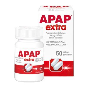 APAP EXTRA, 500 MG + 65 MG, TABLETKI POWLEKANE, 50 SZT. (BUTELKA)