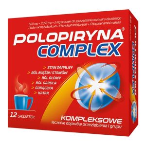 Polopiryna Complex 500 mg + 15,58 mg + 2mg, 12 saszetek na bol przeziebienie