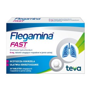 Flegamina Fast, 8 mg, tabletki ulegajace rozpadowi w jamie ustnej, 20 szt