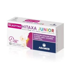 Bilastyna Hitaxa Junior, 10 mg, tabletki ulegające rozpadowi w jamie ustnej, 10 sztuk
